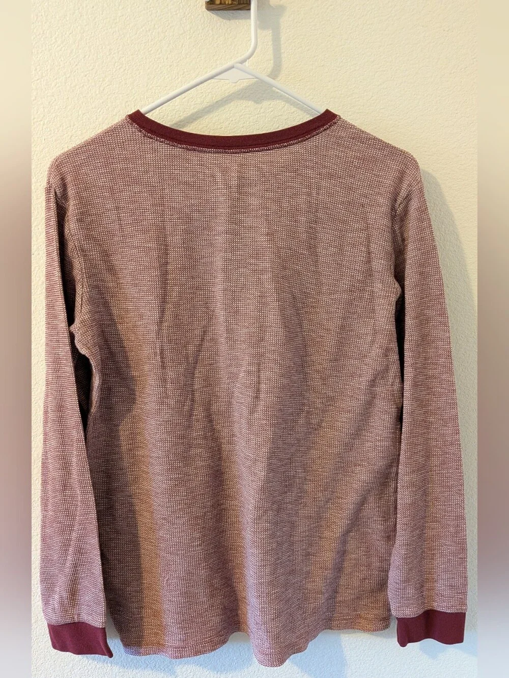 Old Navy Boys XL 14/16 Burgundy Waffle Knit Thermal Henley